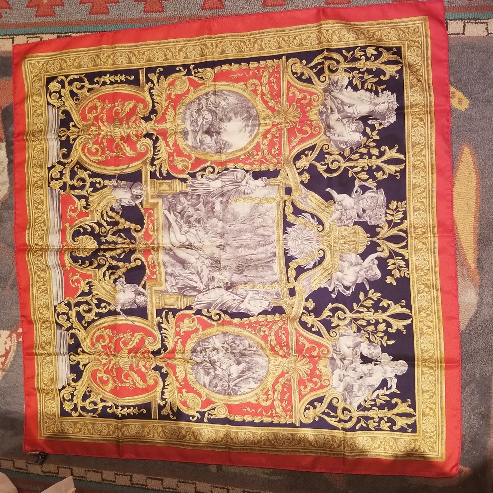 Vintage large Saldarini silk scarf